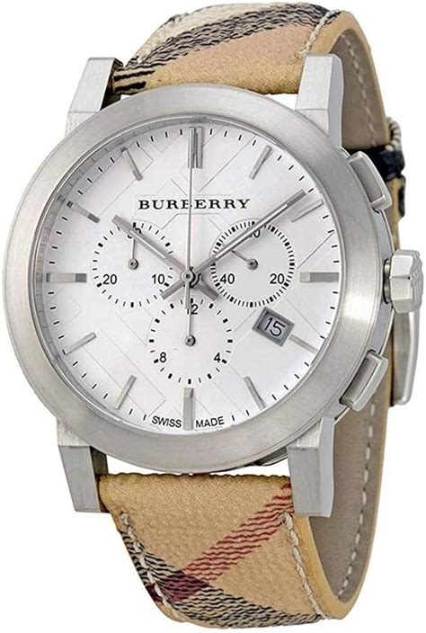 Burberry The City Silver Dial Haymarket Check Fabric 